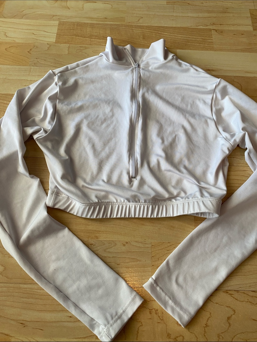 Women’s Varsity Cropped Half-Zip Long Sleeve Top - white